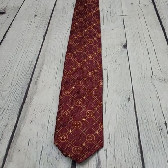 Jos. A. BANK Silk Red Flower Tie Made in Italy - Picture 1 of 8
